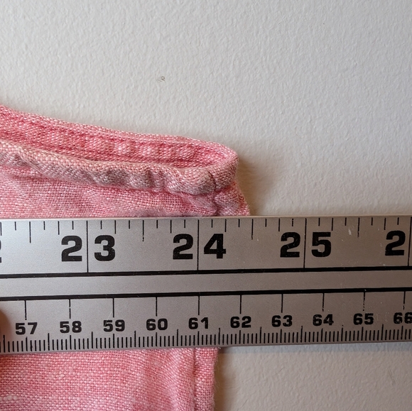 Tahari Women's 1X Plus Size Coral Pink 100% Linen Collared Button Shift Dress - Picture 5 of 5